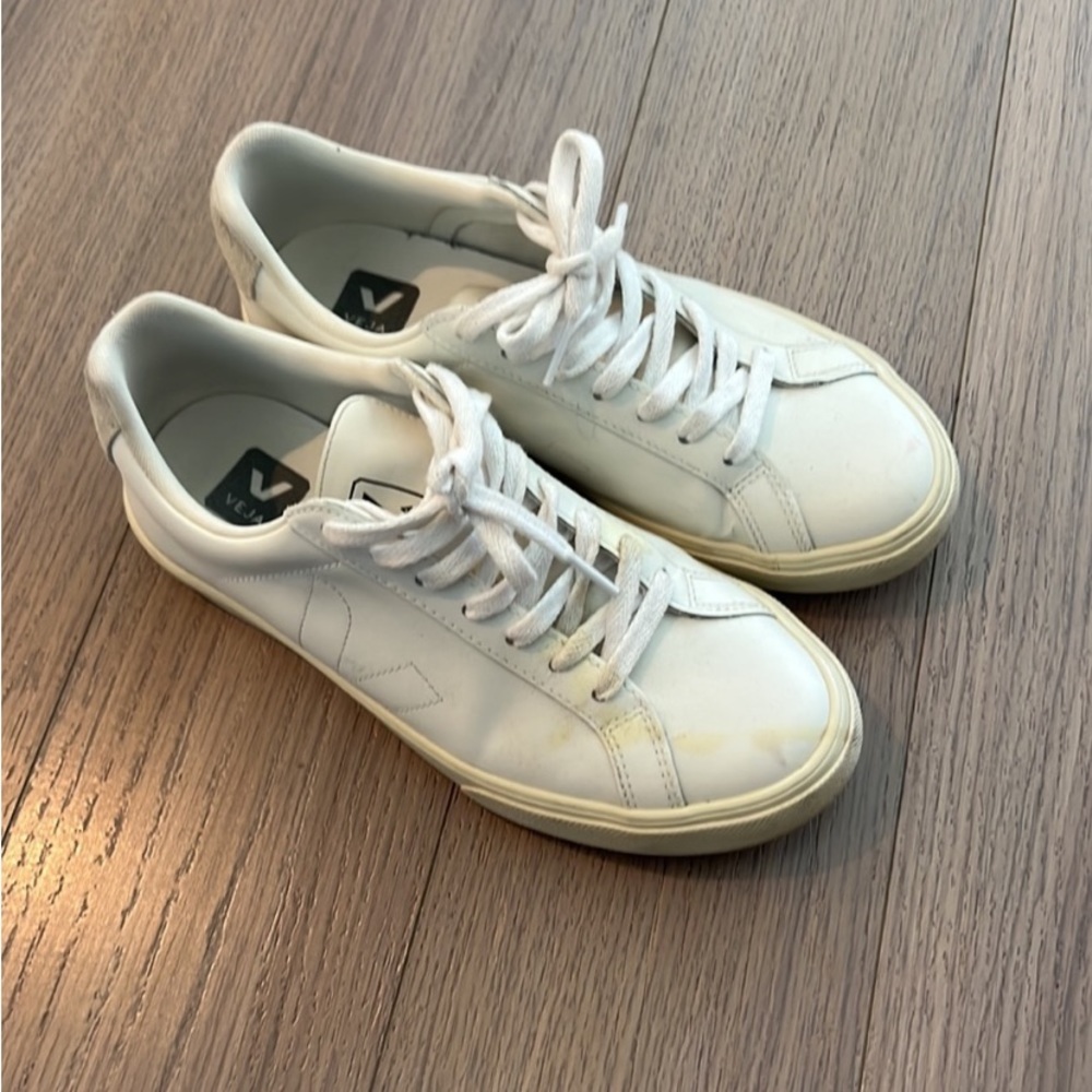 Veja Leather White Sneakers Size 8